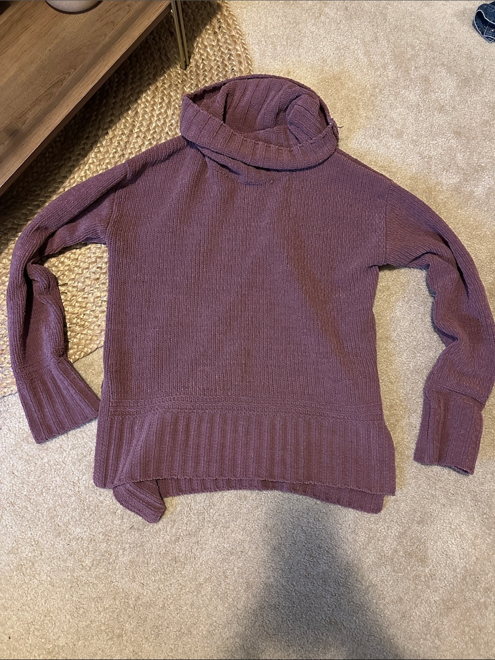 Altar'd State Plum Ribbed Turtleneck Sweater